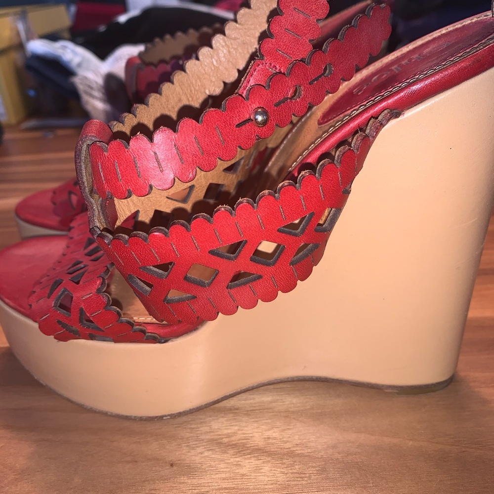 Chloe lasercut leather wedges